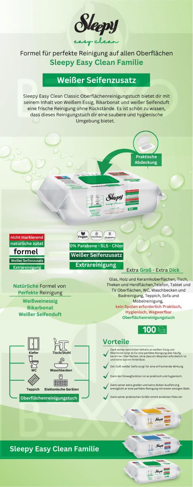 Sleepy Easy Clean Weisse Seife Grün
